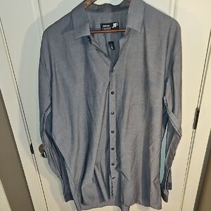 JF J.Ferrar Men's Blue Casual Button Down Shirt